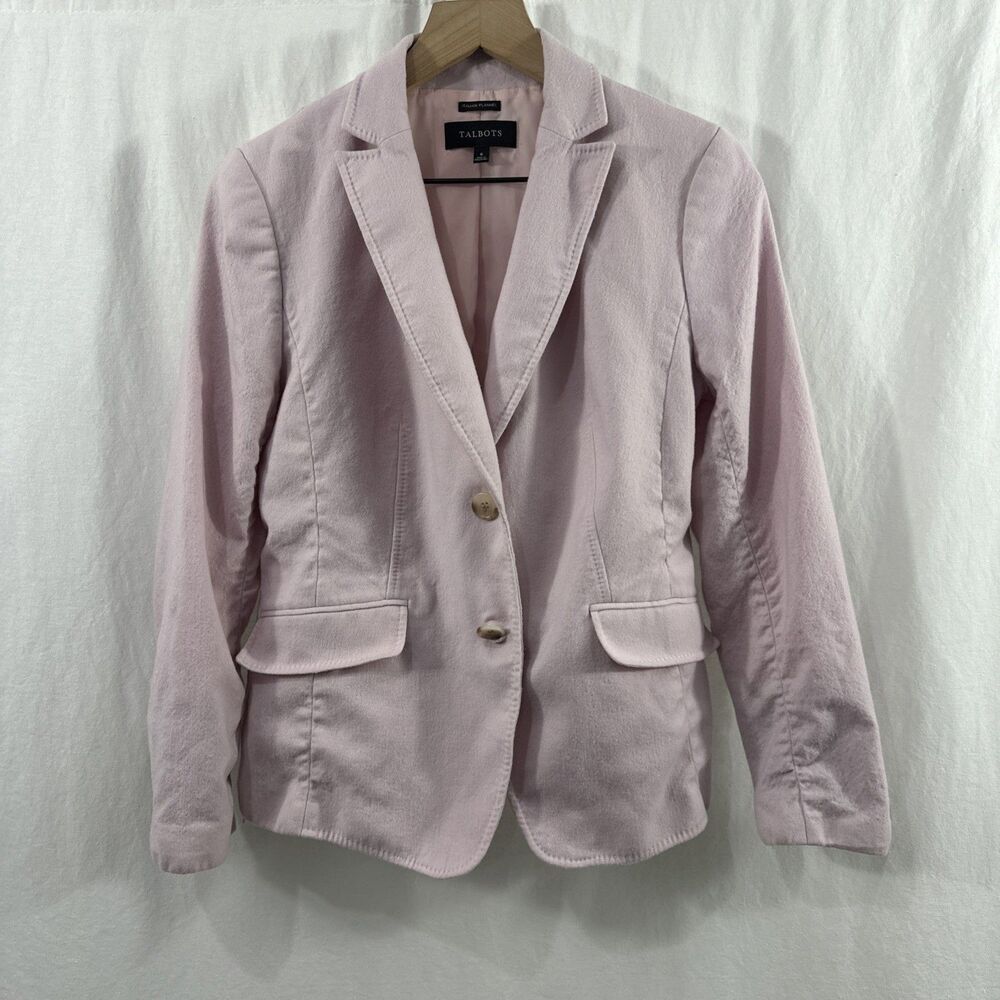 Talbots Italian Flannel Light Pink Blazer Jacket Womens Size 6 Career Office